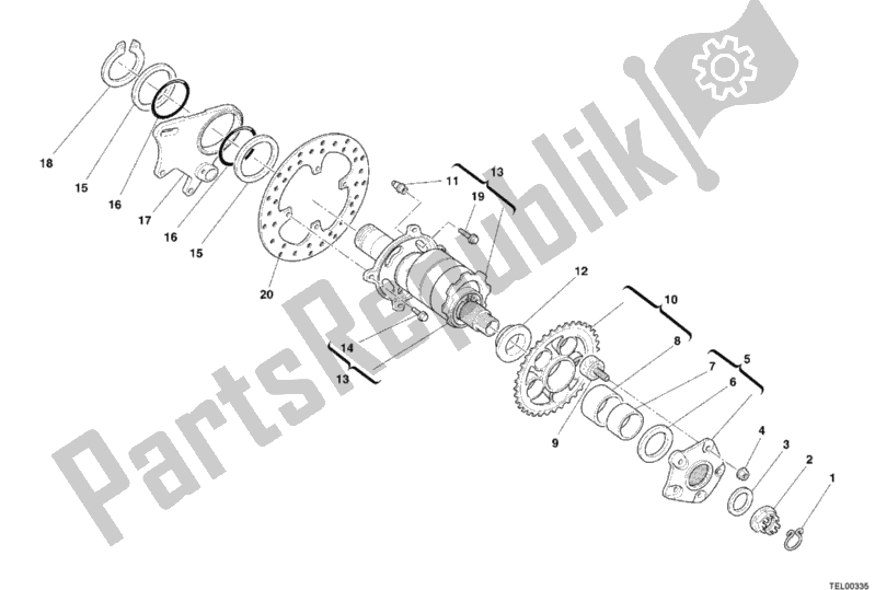 Todas as partes de Cubo, Roda Traseira do Ducati Monster S2R 800 2006